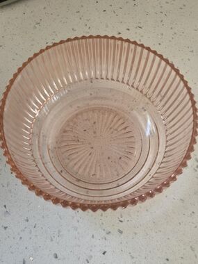 Vintage Anchor Hocking Queen Mary Pink Depression Glass Ribbed Bowl